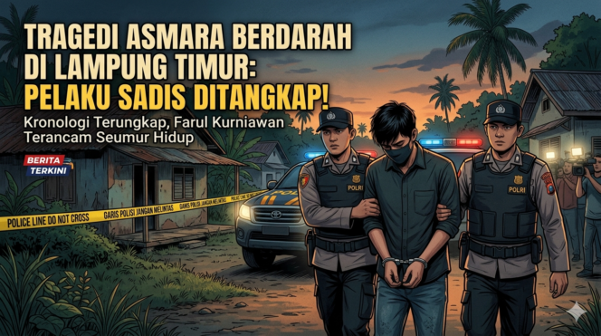 
					Motif Asmara di Balik Pembunuhan Sadis di Lampung Timur Terungkap, di jemput, dibawa dan dihabisi.